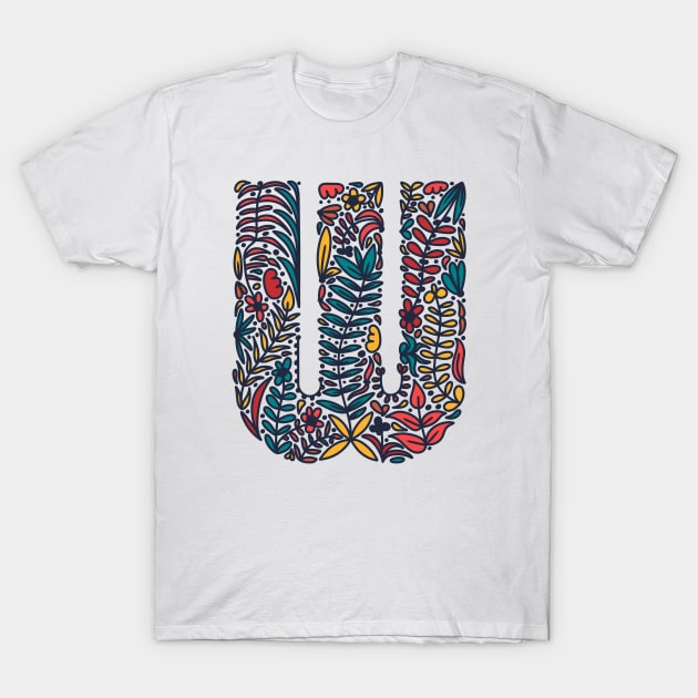 Tropical Letter W T-Shirt by Cascade Patterns